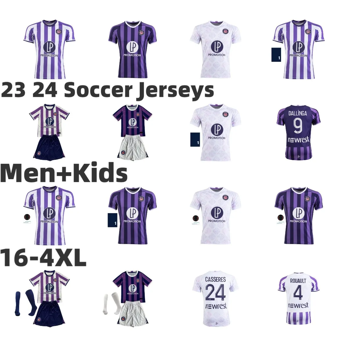 23 24 Toulouse Soccer Jerseys Cissoko Dallinga Nicolaisen Casseres Home Away Maillot de Foot 2023 2024 Men Kids Football Shirts Aboukhlhl Rouault Ado Onaiw Uniformer