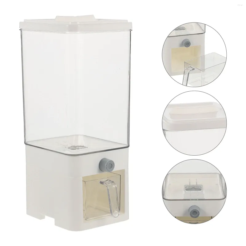 Storage Bottles Press The Rice Bucket Dry Food Container Bin Cereal Lentils Dispenser Flour