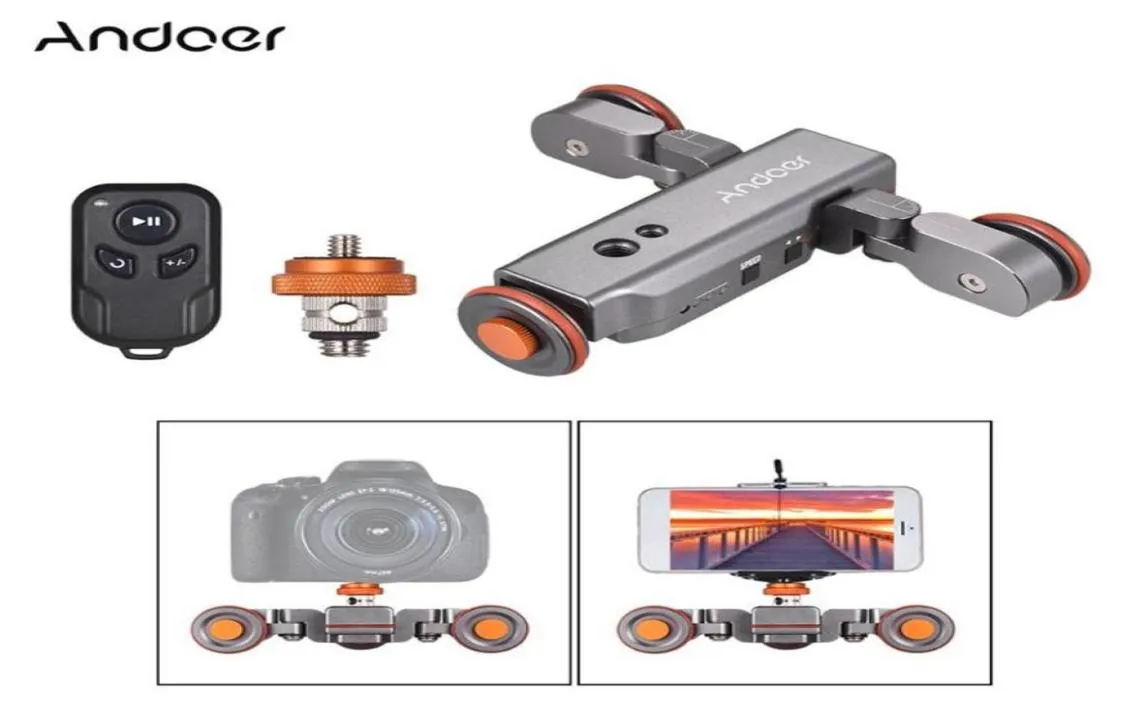 Acessórios de estúdio de iluminação andoer l4 pro câmera vídeo dolly escala trilha elétrica controle remoto bateria 3 skater for217y3224845