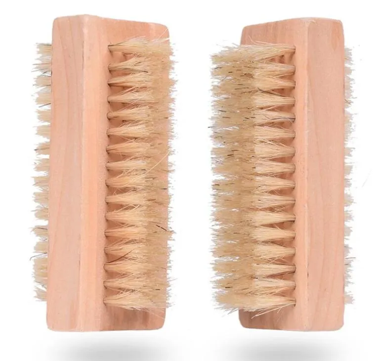 Natural Boar Brestle Brush Wood Nail Brush Foot Clean Brush Body Massage Scrubber Make Up Tools EWF33315070752