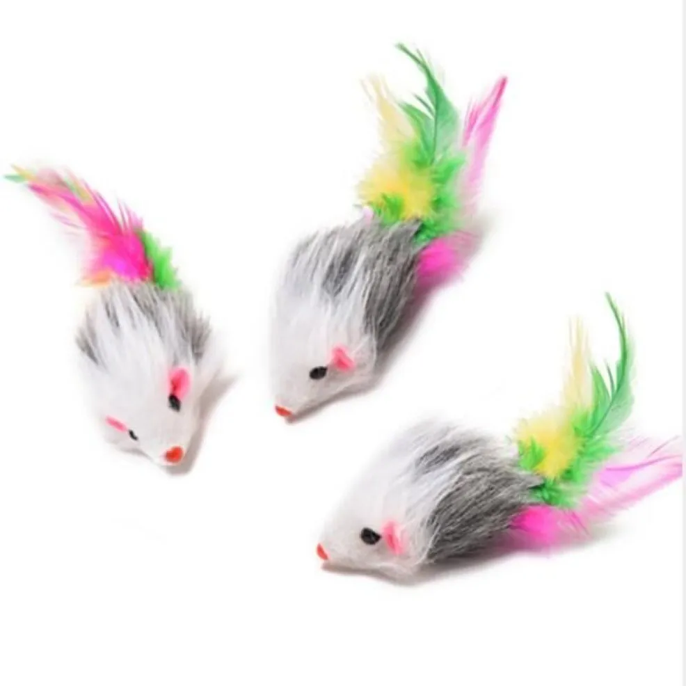 Alta calidad 2019 nuevo juguete de gato ratón de plumas largas de doble color Miao Man Love Mouse WL4462197