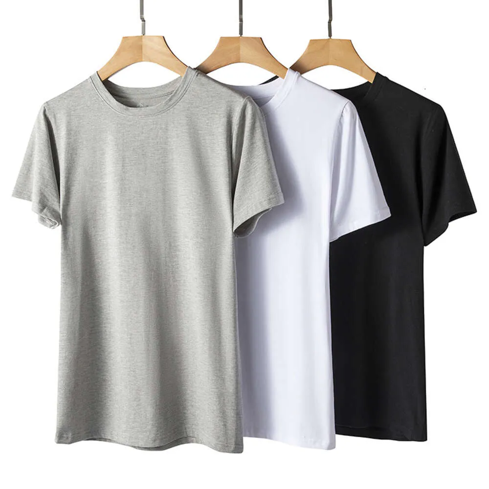 Été nouveau demi manches manches courtes t-shirt hommes pur coton élastique coton col rond blanc coton t-shirt hommes T-shirt