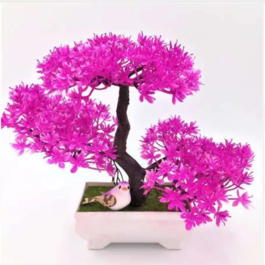 1 st välkomnande tall emulera bonsai simulering dekorativa konstgjorda blommor falska gröna potten växter ornament hem dekor301i