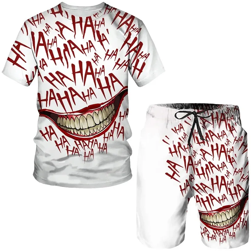 Tuta estiva da uomo stampata in 3D da clown Set maglietta pantaloncini 2 pezzi Abiti casual Hip Hop Street Suit Set da uomo Abbigliamento 240314