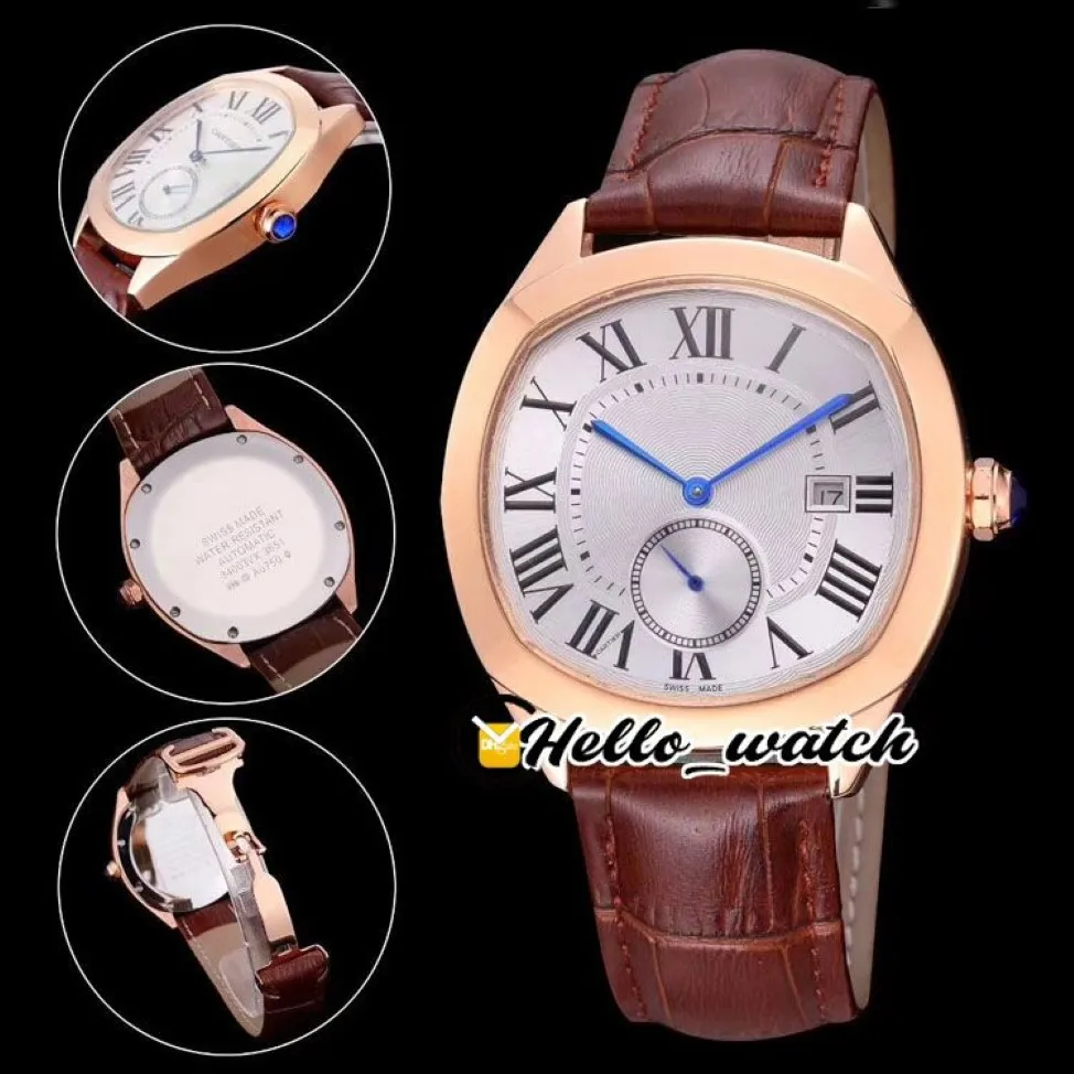 41mm Drive De WGNM0003 Horloges Witte Wijzerplaat Zwitsers Quartz Herenhorloge Rose Gouden Kast Bruine Lederen Band Sport Horloges Hoge Quali2572