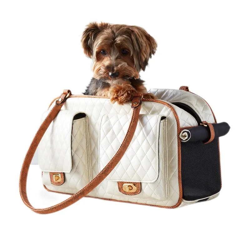 Choice Luxury Pet Carrier Puppy Liten Dog Wallet Cat Valise Sling Bag Waterproof Premium PU Leather Bärande handväska för Pet Carrier påsar Utomhusresor Promenader