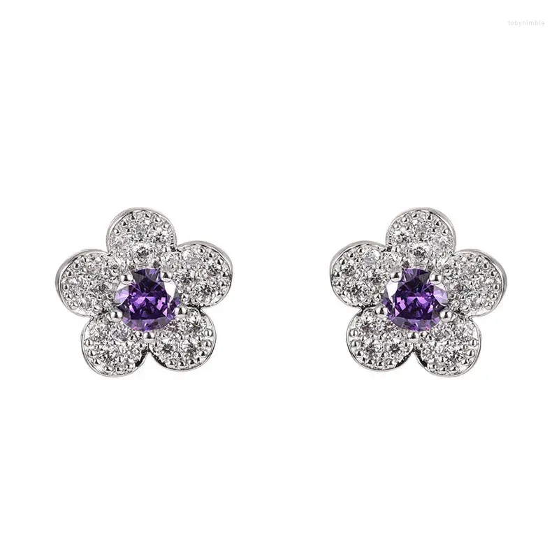 Studörhängen Solid S925 Sterling Silver Natural Amethyst Earring For Women Fine Aros Mujer Oreja Party Orecchini Jewellry