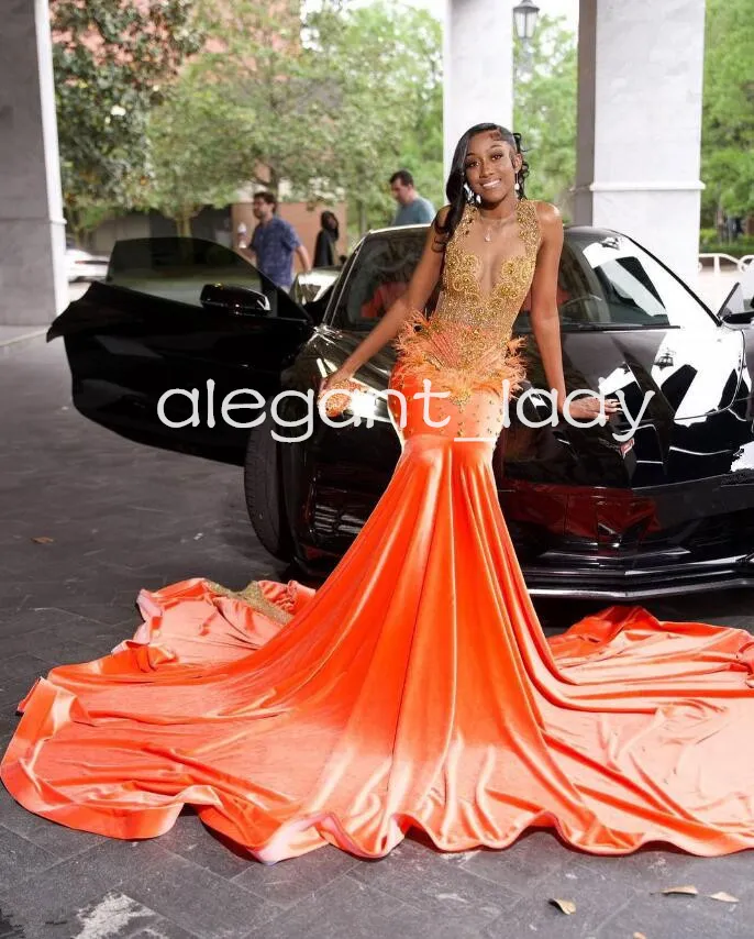 scoop neck dress formal LaDivine CD0220 Prom Dress - Orange main image 0