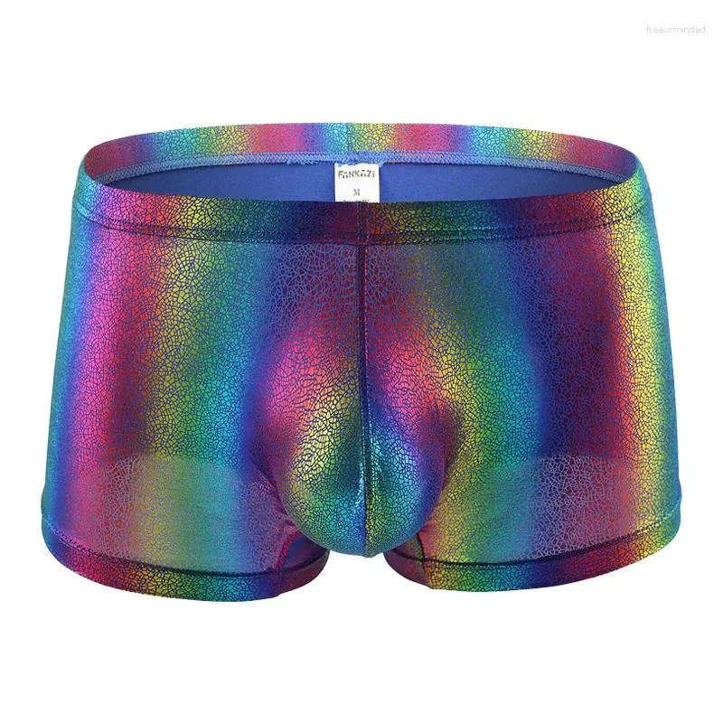 Mutande Intimo da uomo sexy Boxer Marca Pelle di serpente Pantaloncini in pelle Crotchless Uomo U Convesso Vita bassa Uomo