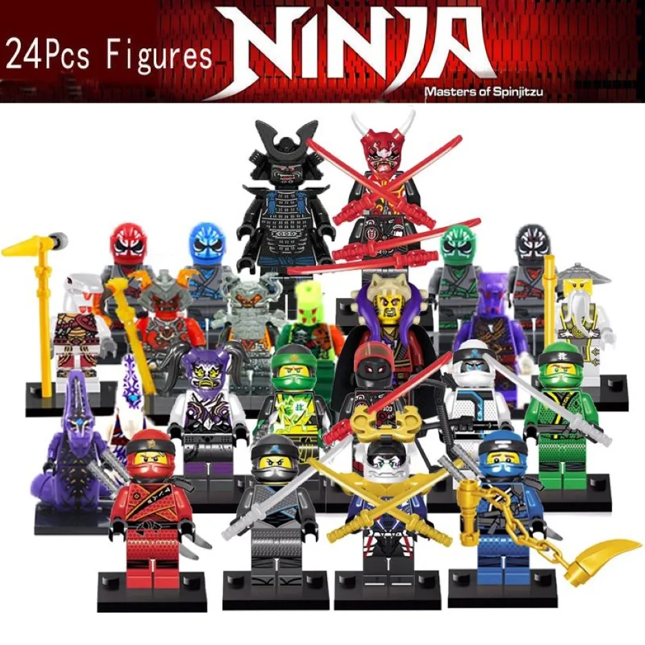 NOUVEAU 24PCS LOT Ninjagoe Skull Sorcerer Brown REINE ASPHEERA MR E Char Snake vs Lloyd Kai Cole Jay Nya Wu Masters Block KID TOYS C1233V