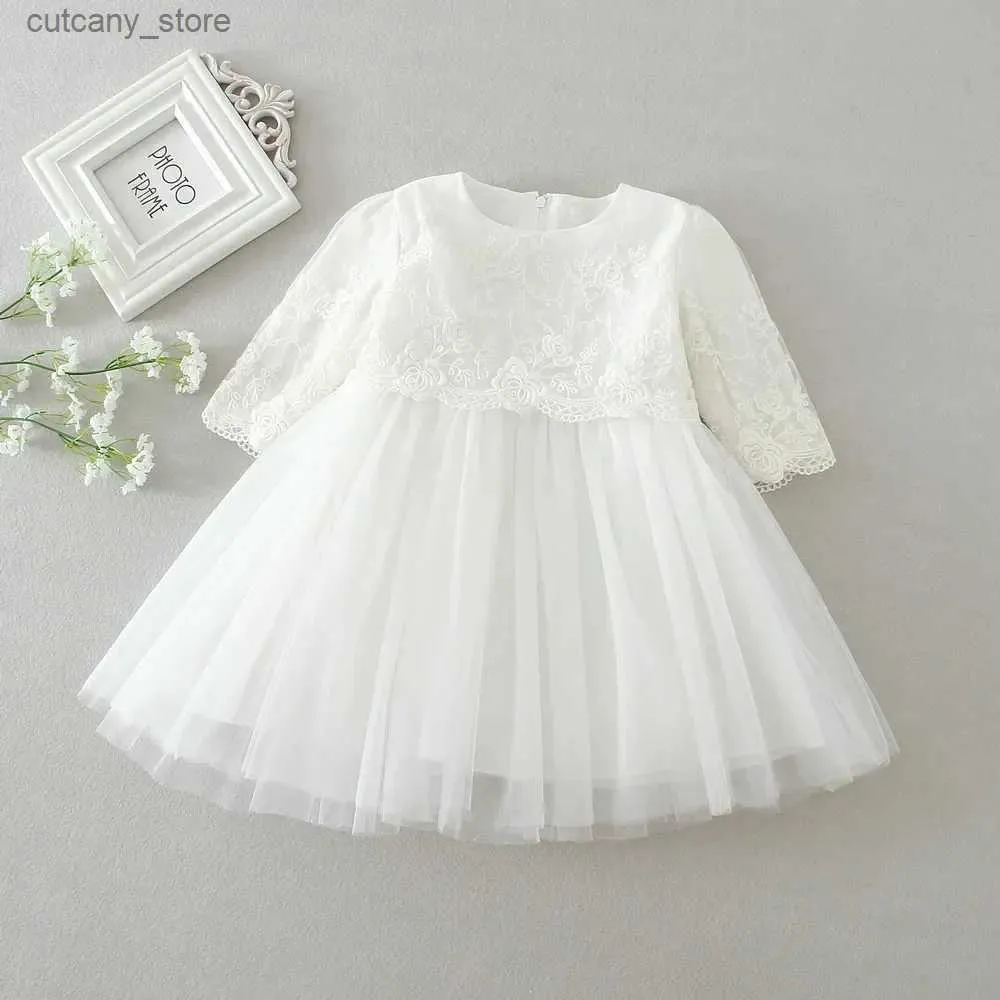 Girl's Dresses HAPPYPLUS Long Sleeve Christening Dress for Baby Girl Baptism First Birthday Party Dress for Babies Gowns Christmas Outfits L240311