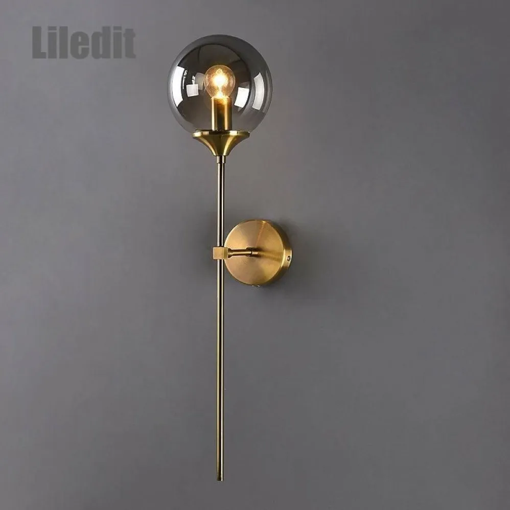 Applique murale moderne LED boule de verre luminaire nordique doré chevet salon couloir décoration de la maison applique éclairage métal lumières 299d