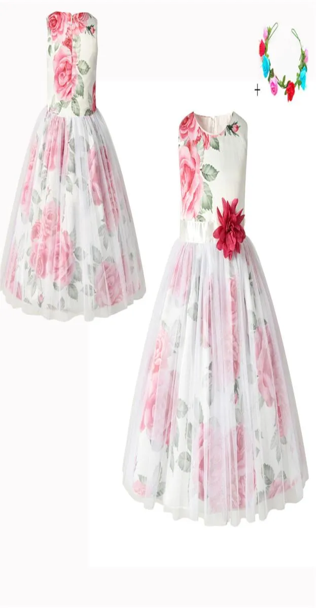 Nouvelle mode filles robes de soirée mignon bébé tenue décontractée Rose imprimé papillons robe nœud papillon 3D Roses vêtements imprimés girls6275849