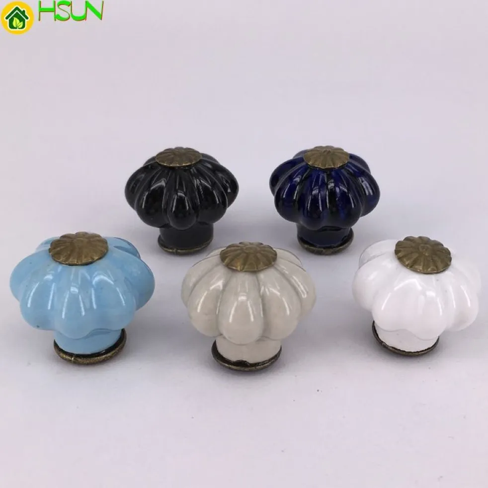 10PCS Small Pumpkin Ceramic Kitchen Cabinet Knobs Cupboard Pulls Closet door Dresser Drawer Knobs Handles258C