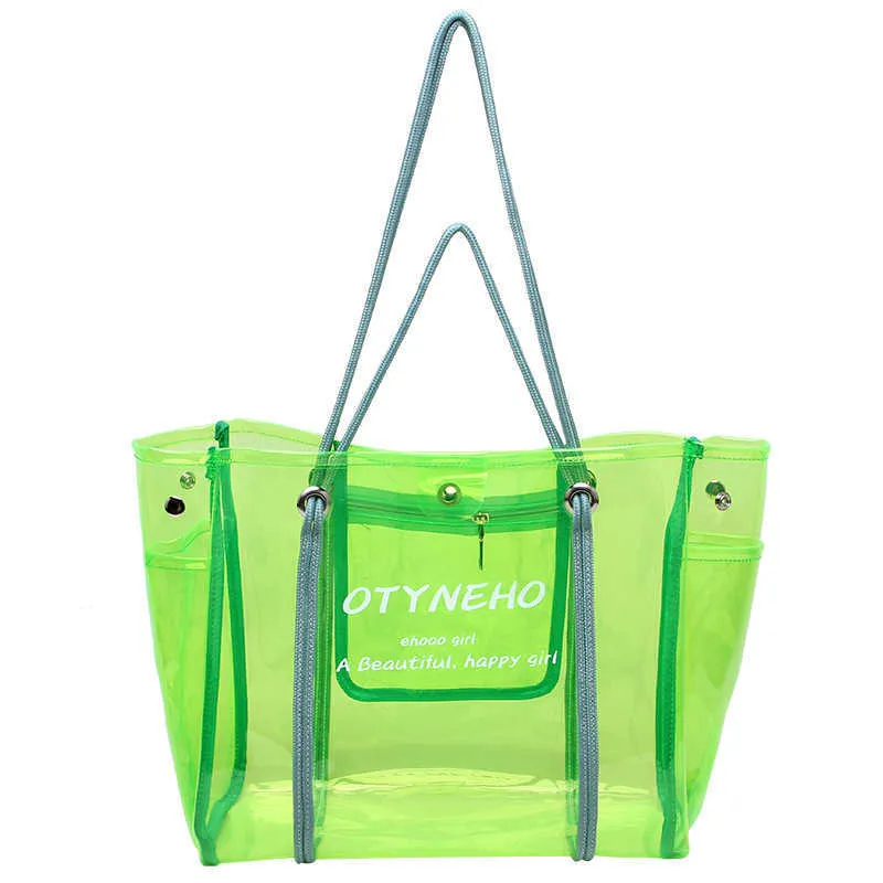 Summer Transparent Bag Women S 2024 NOWOŚĆ PVC Jelly Large Cactree Tote Beach 240312