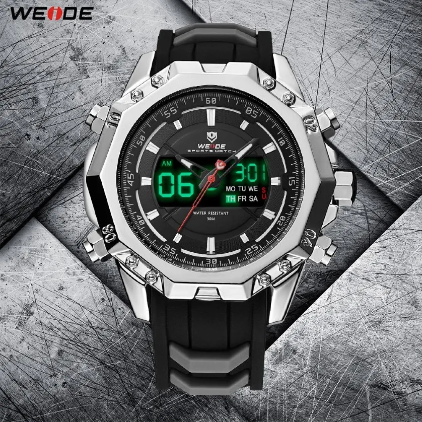 WEIDE militaire Quartz numérique Auto Date hommes montre de Sport horloge bracelet en Silicone montre-bracelet Relogio Masculino Montres Hommes Relojes249Q