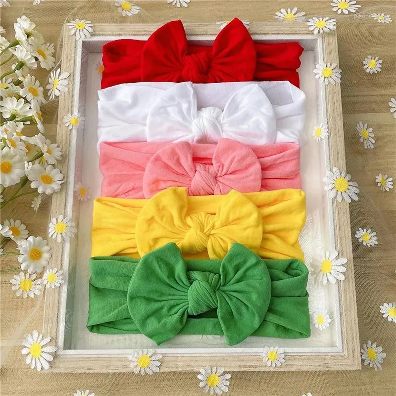 Haarschmuck 3 Teile/los Baby Stirnband BowKnot Sets Kleinkind Mädchen Nylon Stirnbänder Weiche Turban Kinder Kopfbedeckung Kopfband