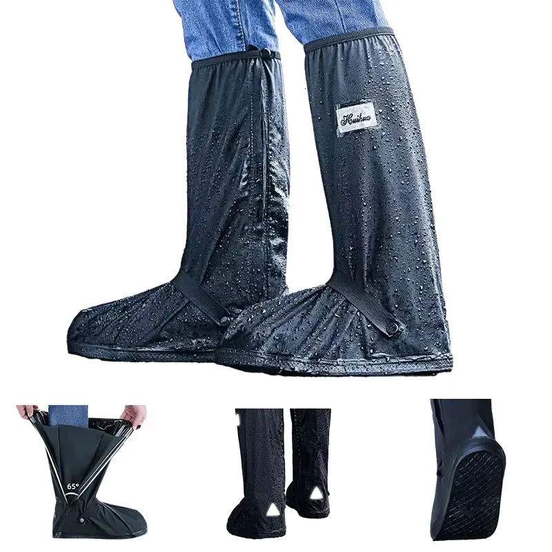 Sapatos de equitação à prova dwaterproof água cobre motocycle botas de chuva à prova de chuva antiderrapante reflexivo wearable overshoes viagem ao ar livre 240307