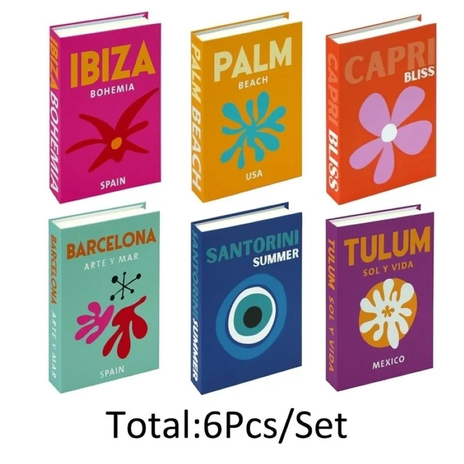 Декоративные предметы, фигурки, 6 шт. Набор, набор поддельных книг, украшение, красочная серия для путешествий, дизайнерские украшения, книги, гостиная Decora218F