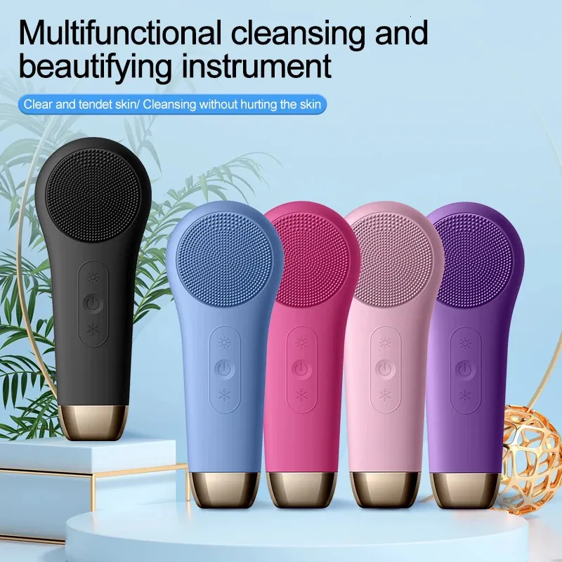 Electric Cleansing Brush Silicone Ultrasonic Vibration Face Cleanser Deep Pores Blackhead Cleaning Washing Skin Massager 240309