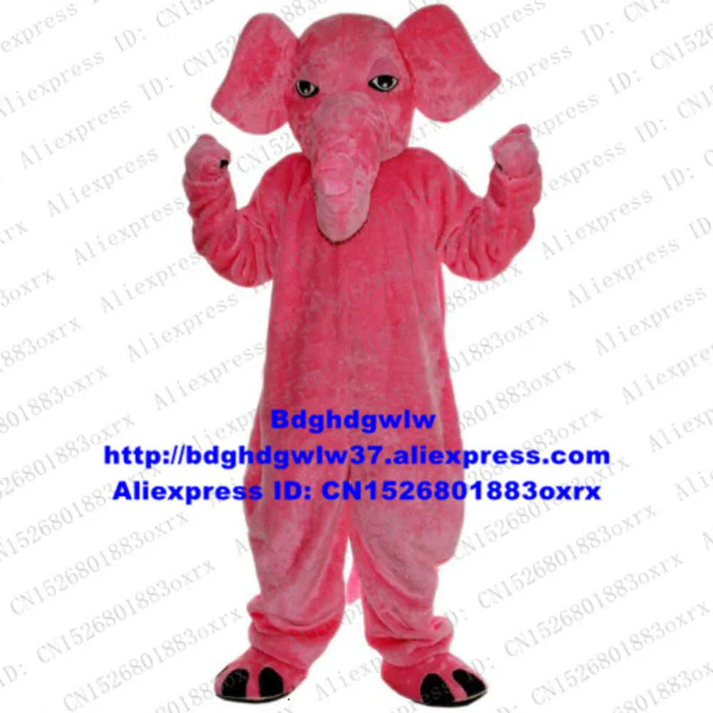 Mascot Costumes Pink Long Fur Elephant Elephish Mascot Costume Adult Cartoon Character Outfit Suit Ceremonial Event Floor Show Zx640