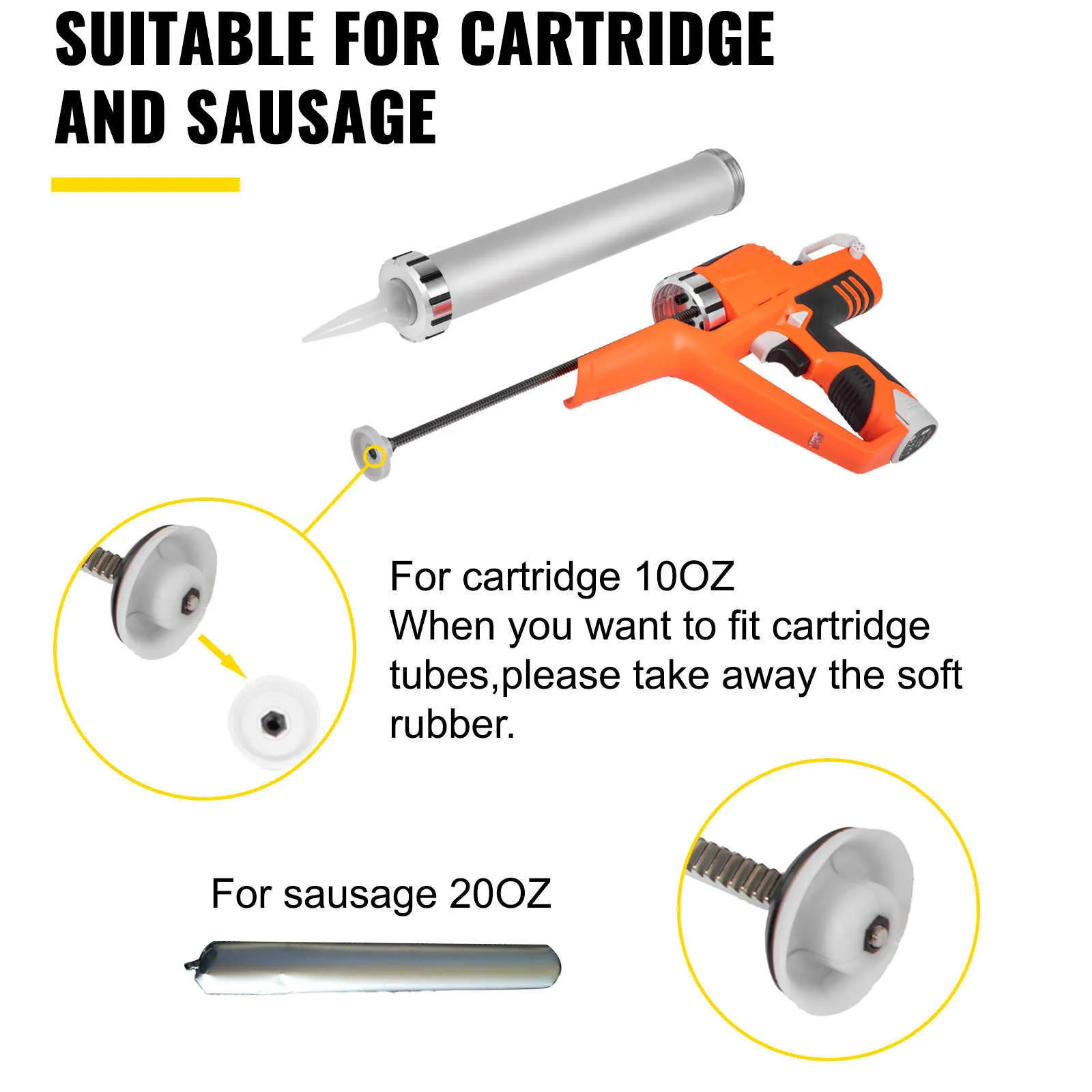 Sausage Caulking Gun, 10/20-Ounce, Aluminum Material