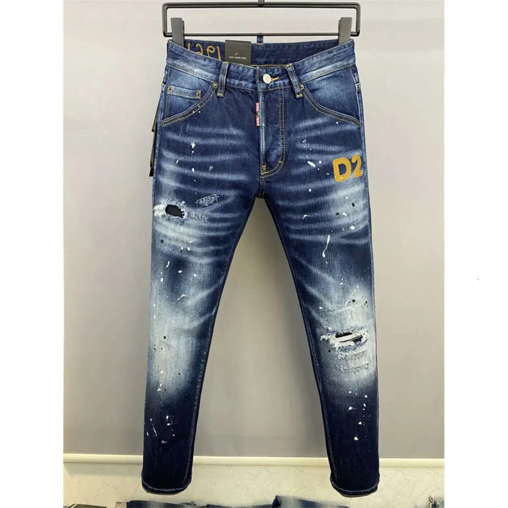 Designer klassieke herenjeans Knight Boy Jeans stijl slanke stretch Stone Wash proces gescheurde jeans Aziatische maat 28-38 392