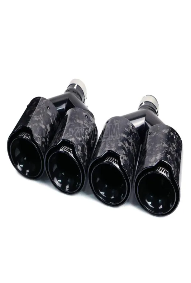 1 pair double glossy black stainless steel exhaust pipe forged M performance carbon fiber car tips muffler pipes for X5 X6 X7 series8537590