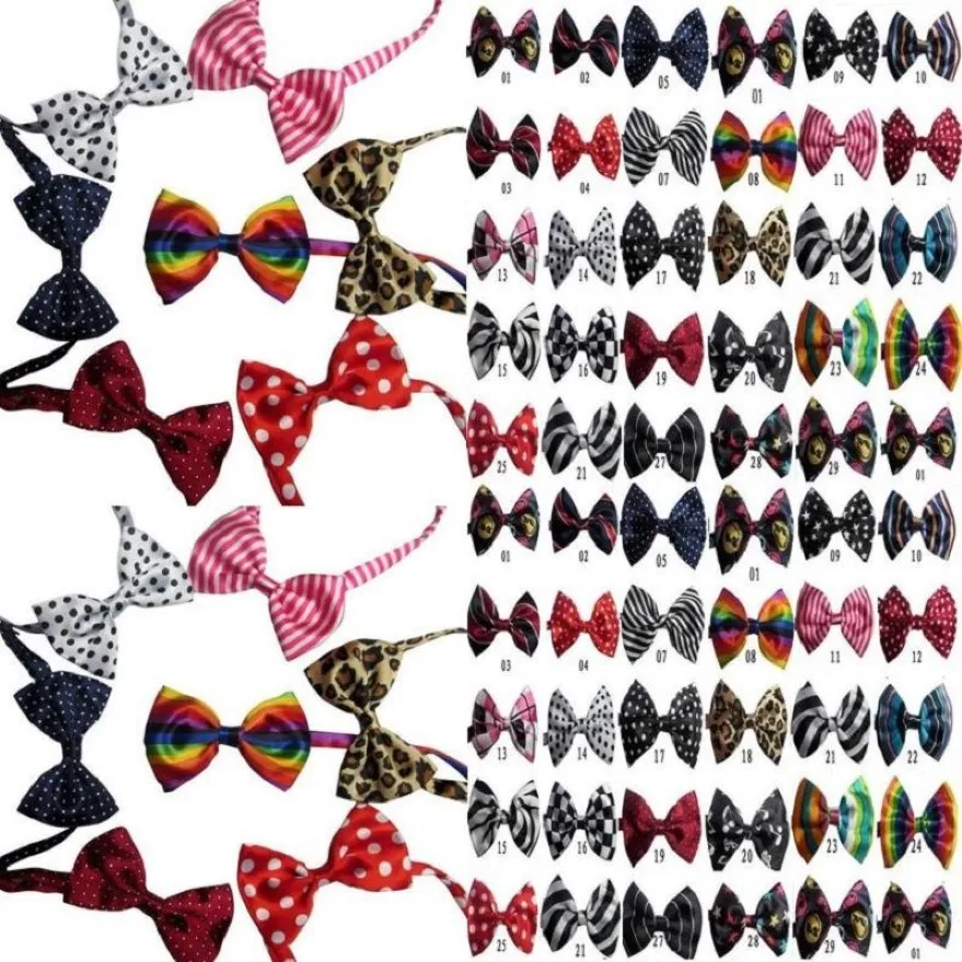 100pc lot Factory New Colorful Handmade Adjustable Dog Pet Tie butterfly Bow Ties Cat Neckties Dog Grooming Supplies 40 color237M