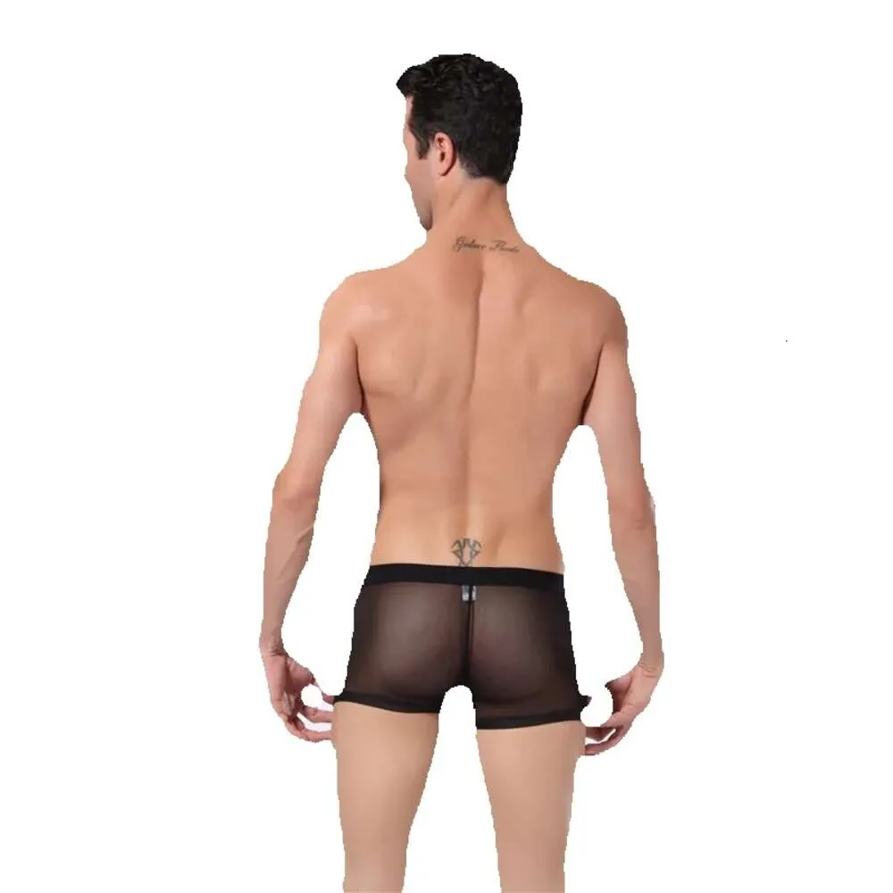 Se Boxer Sexig B B Herr Erotiska B-underbyxor Shorts genom Mesh Transparent Ultra-Thin Gay Pouch U-Convex Silk Soft Comfort Boxershorts GG Oxer Oxershorts