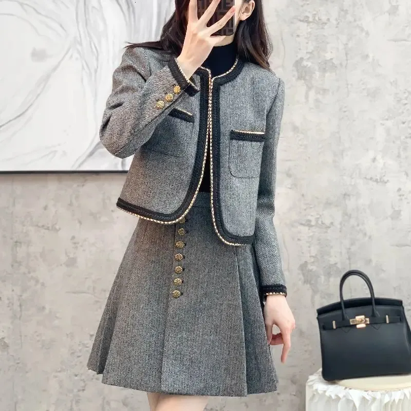 INSOZKDG Autumn Women Retro Suit Office Work Work Cardigans Patchwork Slim Blazer Coat