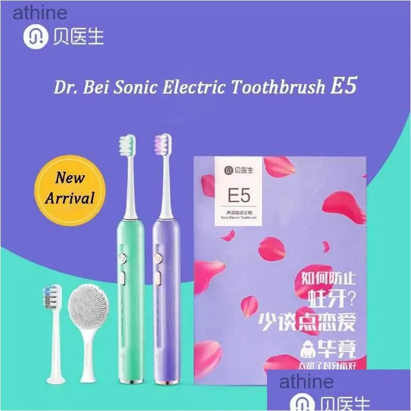 Brosse à dents Brosses à dents électriques Têtes de rechange Dr. Bei E5 Nettoyant pour dents 2 en 1 avec brosse nettoyante pour le visage Modes étanches Sonic Set Otkpt