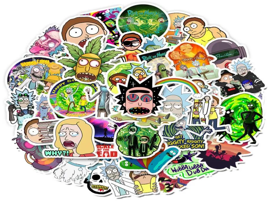 50 pcs Mixed Car Sticker Ricky Cartoon For Laptop Skateboard Pad Bicycle Motorcycle PS4 Phone Luggage Pvc guitar Decal refrigerato2045635