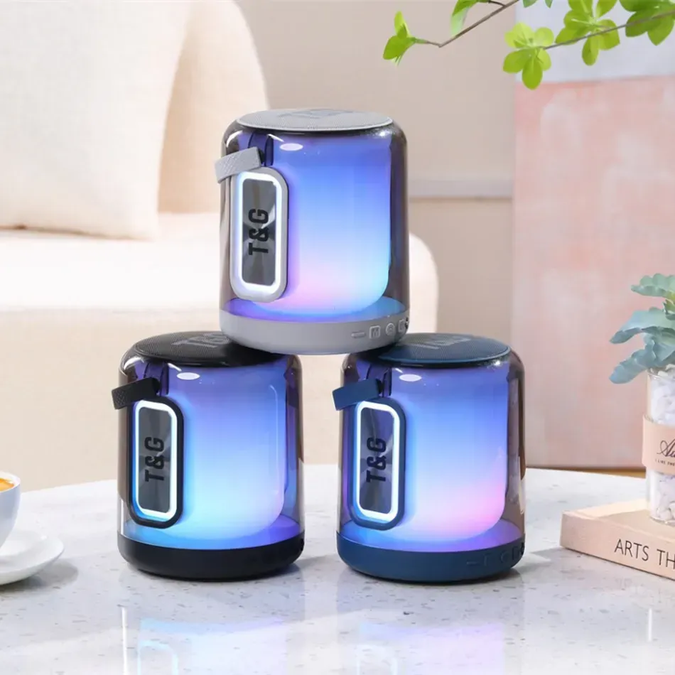 Tg376 alto-falante portátil bluetooth mini à prova d' água tf usb fm tws alto-falantes quarto acampamento música rgb iluminação colorida