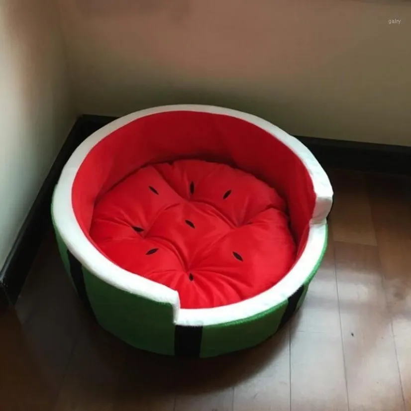 猫ベッド家具かわいいスイカのモデリングペットベッドマットソファ犬用フルーツSM L 2022309M
