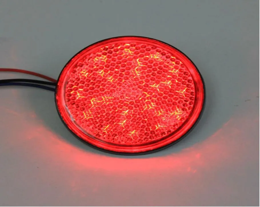 Riflettori a LED rossi con lenti rosse Luce freno rotonda Universale per camion per auto moto3592585