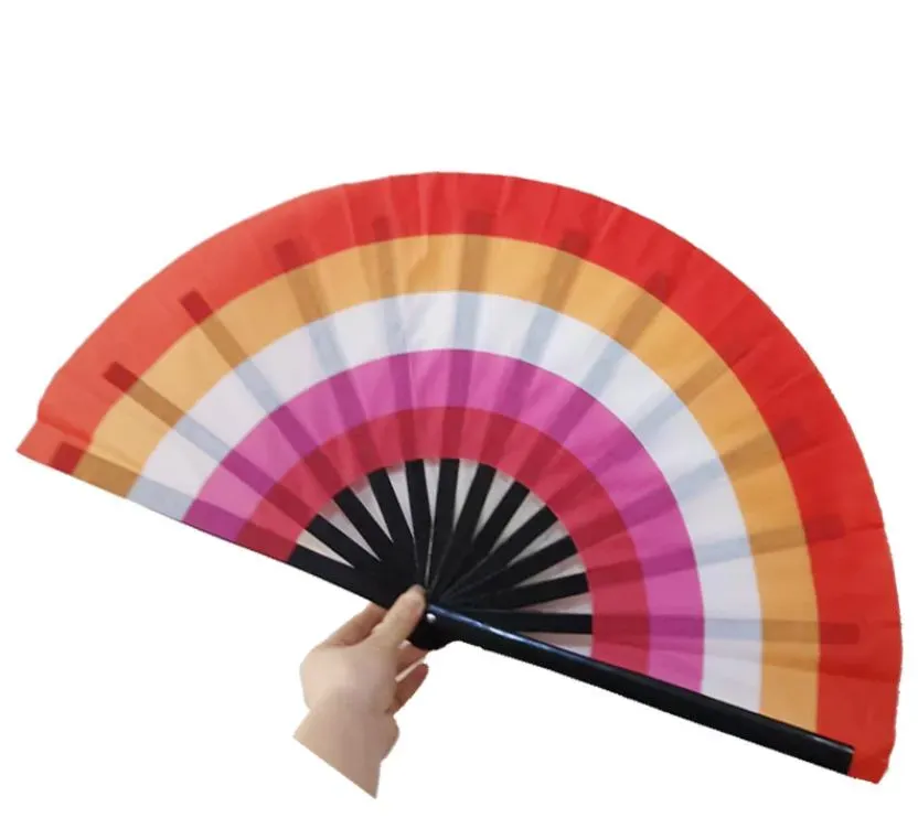 Rainbow Folding Fans LGBT Colorful Hand-Held Fan for Women Men Pride Party Decoration Music Festival Events Dance Rave Supplies SN4382