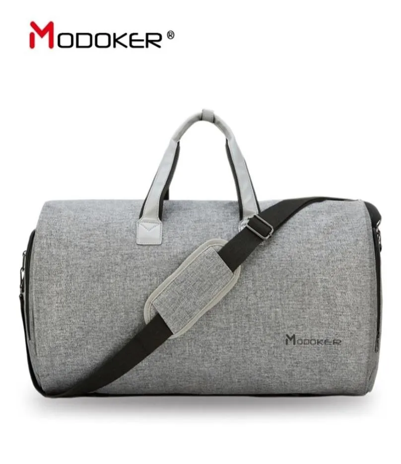 Modoker sac de voyage pour vêtements avec bandoulière sac polochon continuer à suspendre la valise vêtements sacs d'affaires plusieurs poches gris 22974373