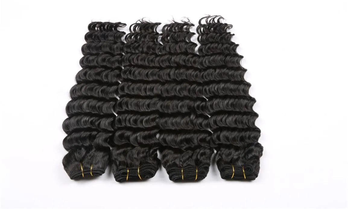 Głębokie fali splot włosów naturalny kolor 3 lub 4 wiązki zajmują 100 mongolski ludzki klastrowy tkanie remy Hair Extensions5208958