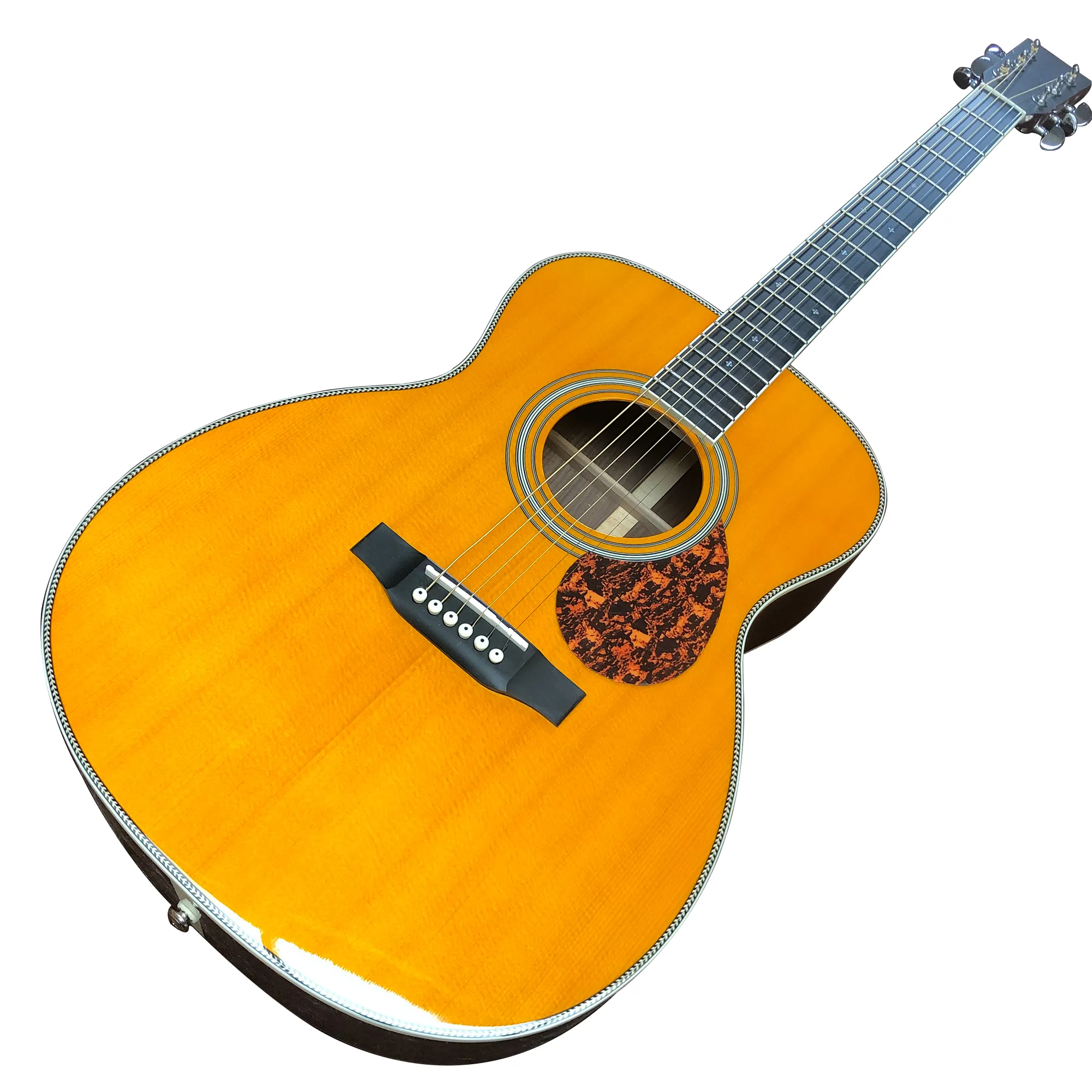 40-tums OM Mold Solid Wood Profile Yellow Lacquer Acoustic Guitar