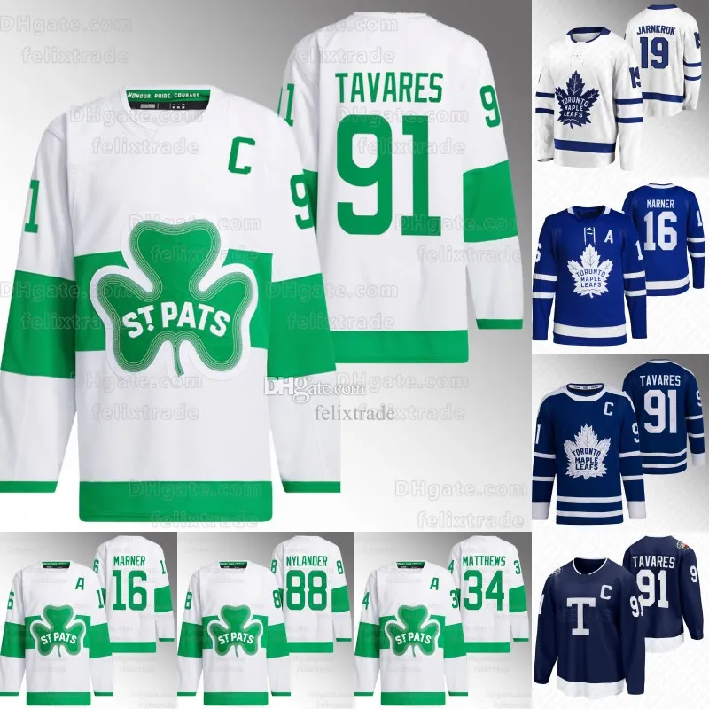 Maillot alternatif des Leafs 2024 St. Patricks Auston Matthews Calle Jarnkrok John Tavares William Nylander Michael Bunting Nicholas Robertson Ryan Reaves