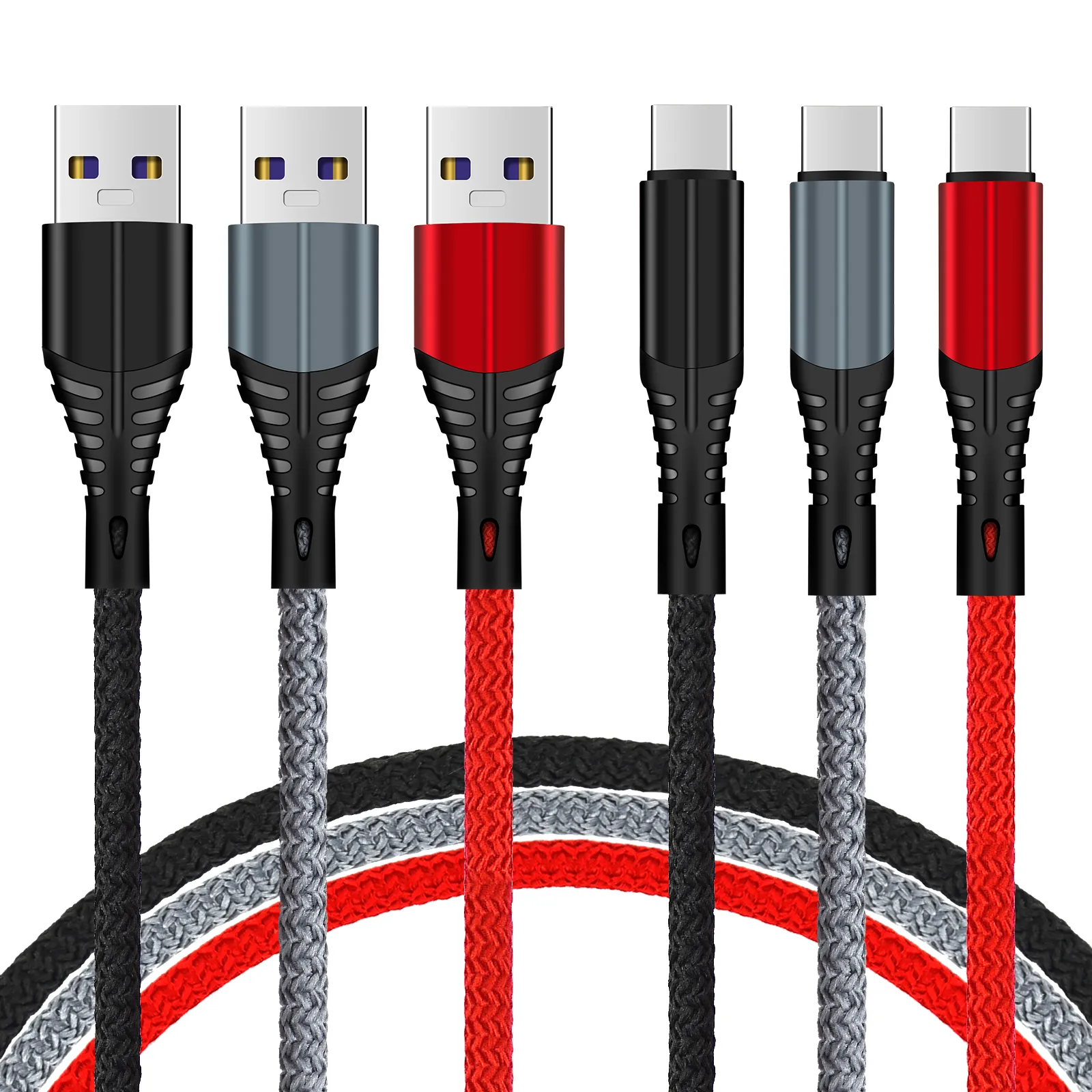 3A Type C Nylon Braided For iphone Cables fast Charging Sync Data Durable Quick Charge Charger Cord for Android Smart Phone