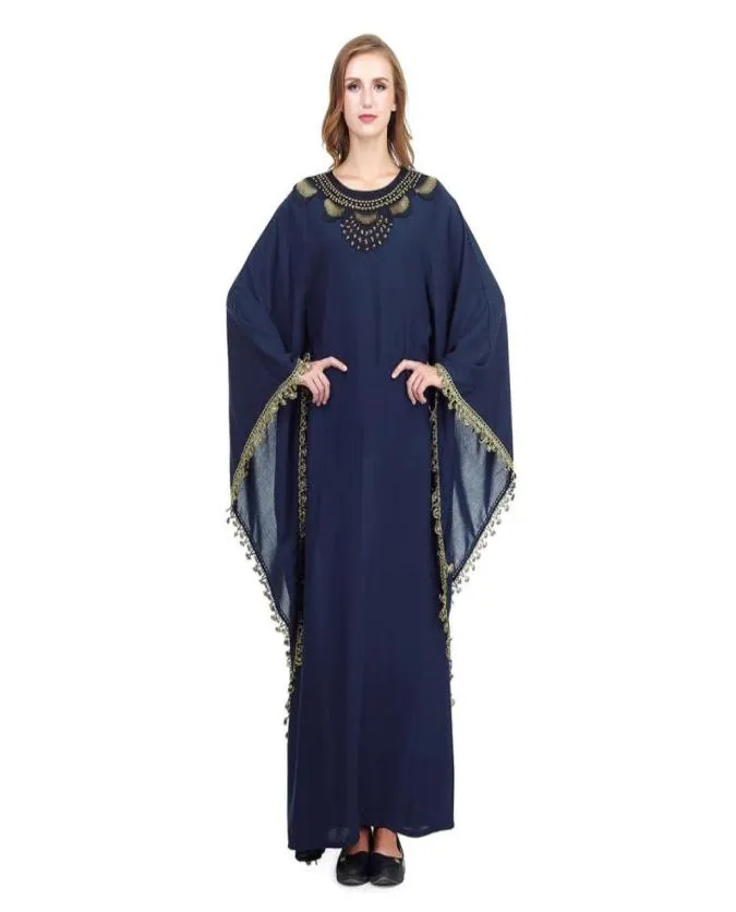 2019 New Muslim Dress Women Islamic Clothing Moroccan Kaftan Embroidery Lace Roake Abaya