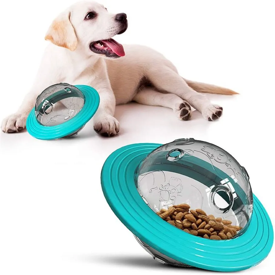 Giocattoli interattivi per cani IQ Treat Ball Distribuzione di cibo Doggy Puzzle Toy per cani di piccola taglia media che giocano a rincorrere masticare Blu H02222Q