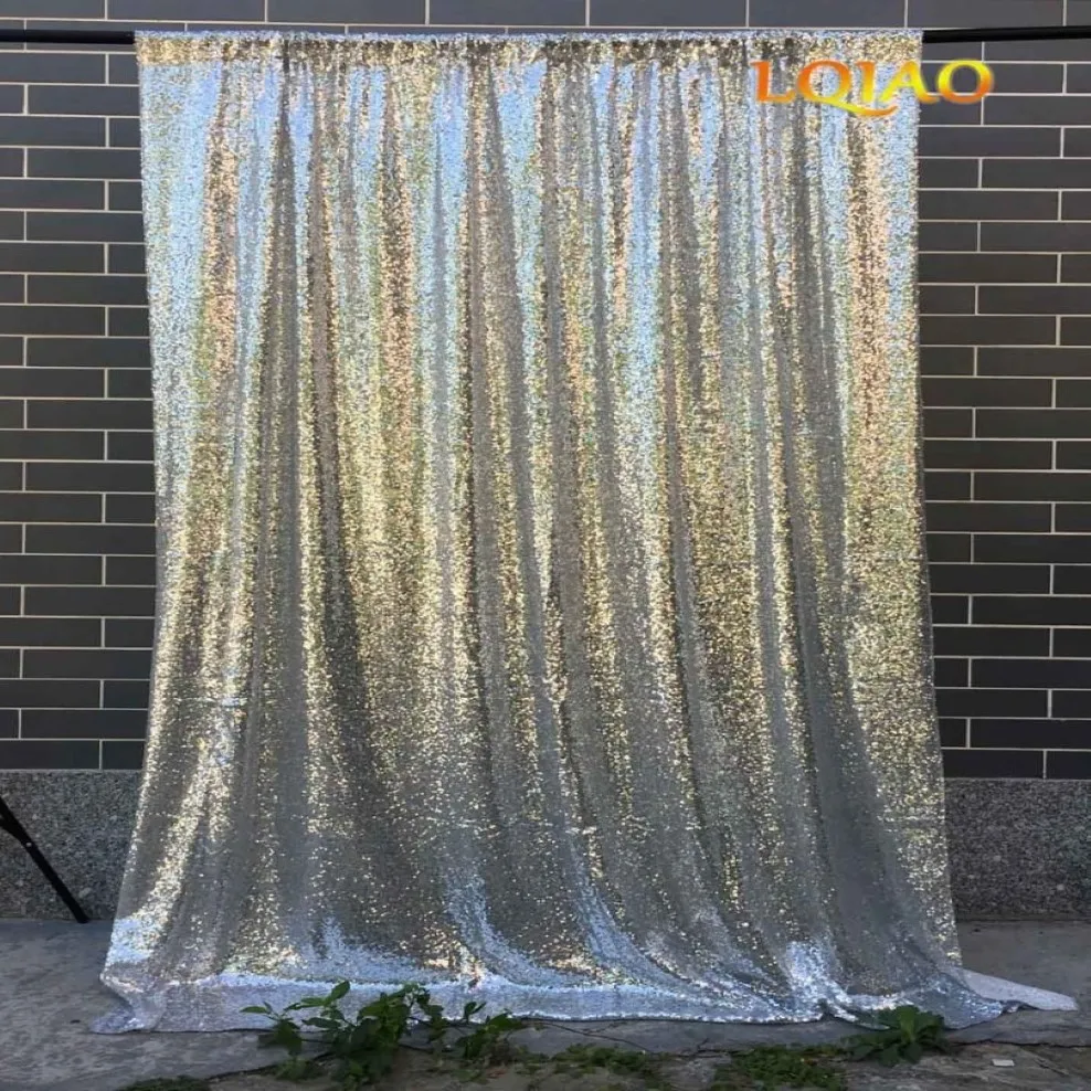 Rideau à paillettes argentées 120x300cm, arrière-plan à paillettes, pour stand de mariage, photographie, décoration de fête, 271k