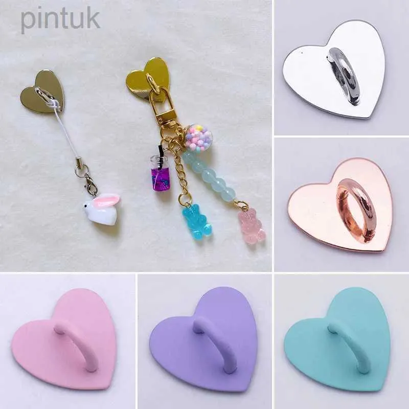 Keychains Lanyards 1PC Heart Round Square Metal Hook Charm Holder Stick On Self Adhesive Mobile Phone Case DIY Shell Sticker Keychain Accessories ldd240312
