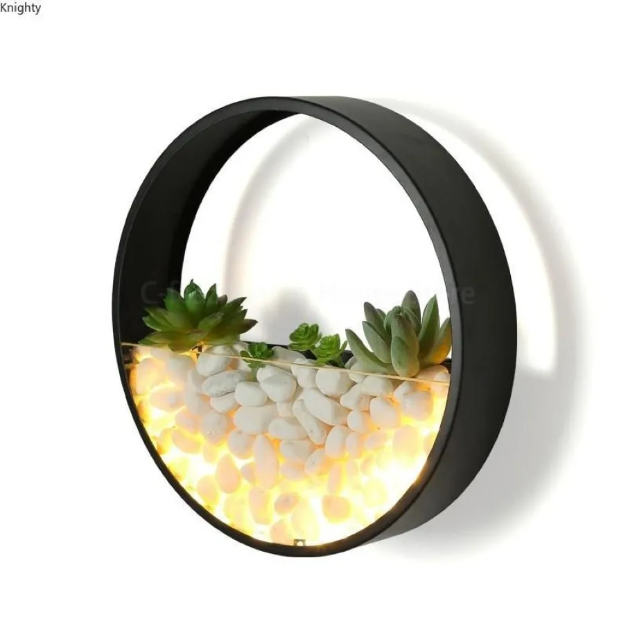 Настенный светильник, современные светодиодные круглые бра для украшения спальни, гостиной, украшенные растениями и камнями, подарок, Art Decor246u