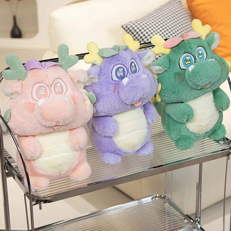 Dopamine macaron doll bud color longha plush doll annual meeting mascot gift for the the Year of the Loong