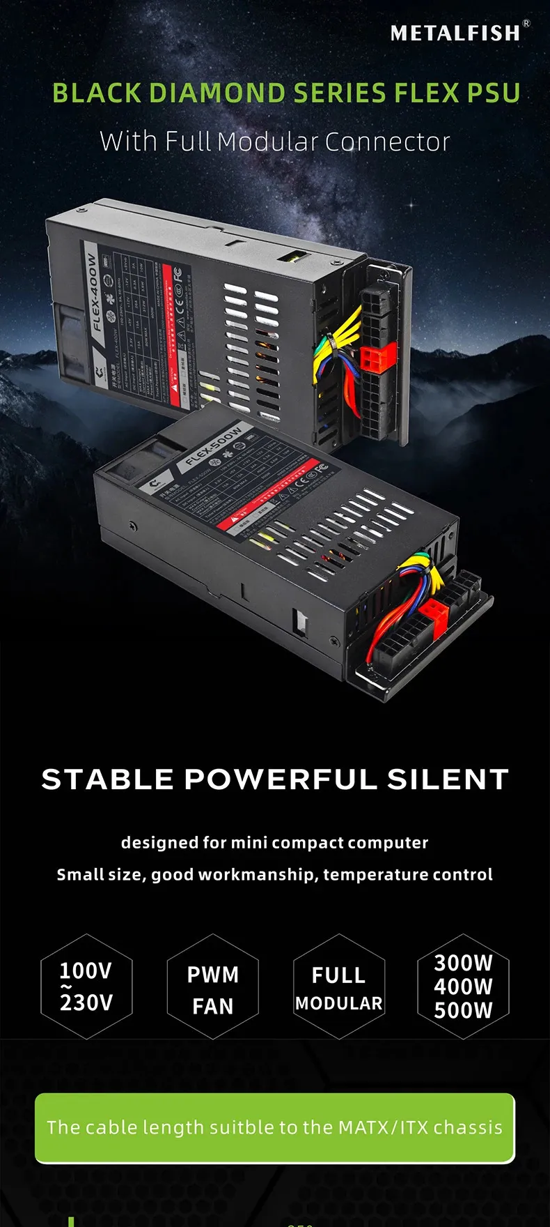 ✓ DHgate Metalfish Flex 500W 모듈 식 전원 공급 장치 콤팩트 1U, Flex ATX, ITX Mini PC,  POS, AIO 옵션 400W | 인기 컴퓨터 전원 공급