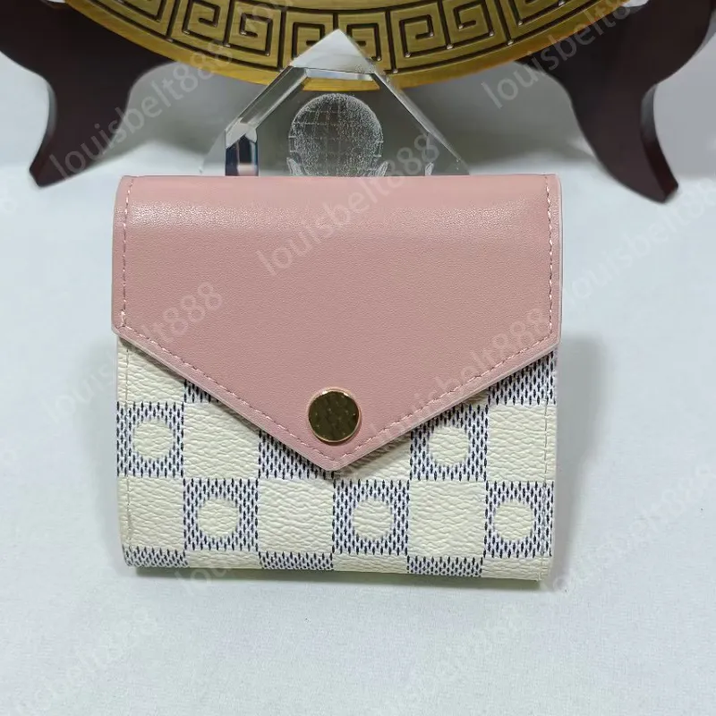 Nytt mode lyx varumärke klassisk designer clrap plånböcker zoe plånbok i brunt blomma kvinnor små lädervaror inuti dragkedjan påsar kort handväska med lådkortshållare